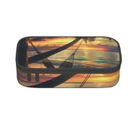 JKLQWC Coconut Beach Sunset Hammock Printed Pencil Case Cute Pen Pencil Box Bag Large Capacity Compartment Zipper Pencil Pouch Organizer for Office School Travel
