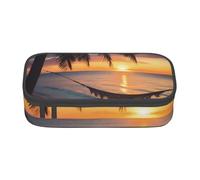 JKLQWC Coconut Beach Sunset Hammock Printed Pencil Case Cute Pen Pencil Box Bag Large Capacity Compartment Zipper Pencil Pouch Organizer for Office School Travel