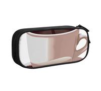 JKLQWC Coffee Cup and Coffee Beans Printed Pencil Case Cute Pen Pencil Box Bag Zipper Storage Organizer Box Holder for Office School Teen Girl Boy Adult,Black