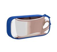 JKLQWC Coffee Cup and Coffee Beans Printed Pencil Case Cute Pen Pencil Box Bag Zipper Storage Organizer Box Holder for Office School Teen Girl Boy Adult,Blue