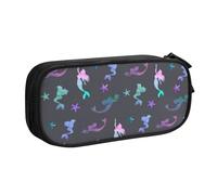 JKLQWC Colored Beautiful Mermaid Printed Pencil Case Cute Pen Pencil Box Bag Zipper Storage Organizer Box Holder for Office School Teen Girl Boy Adult,Black