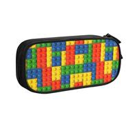 JKLQWC Colorful Brick Printed Pencil Case Cute Pen Pencil Box Bag Zipper Storage Organizer Box Holder for Office School Teen Girl Boy Adult,Black