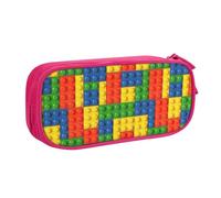 JKLQWC Colorful Brick Printed Pencil Case Cute Pen Pencil Box Bag Zipper Storage Organizer Box Holder for Office School Teen Girl Boy Adult,Pink