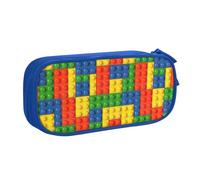 JKLQWC Colorful Brick Printed Pencil Case Cute Pen Pencil Box Bag Zipper Storage Organizer Box Holder for Office School Teen Girl Boy Adult,Blue