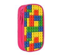 JKLQWC Colorful Brick Printed Pencil Case Cute Pen Pouch Large Pen Bag Portable Storage Organizer Box for Office School Teen Girl Boy Adult,Pink