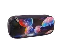 JKLQWC Colorful Jellyfish Printed PU Leather Pencil Case Cute Pen Pencil Box Bag Zipper Office School Pencil Pouch Organizer for Students Teen Girls Boys Adult Gifts