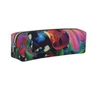 JKLQWC Colorful Ladybird Printed Leather Pencil Case with Silver Zipper - Simple and Lightweight Organizer for School, Office, Travel, Makeup