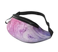 JKLQWC Colorful Marble Pastel Pink Blue Purple Printed Waist Bag with Headphone Jack, Personalized Bumbags Fanny Packs Unisex Running Hiking Crossbody Bags for Men Women