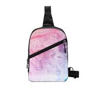 JKLQWC Colorful Marble Pastel Pink Blue Purple Prints Sling Bag for Women Men, Foldable Sling Backpack Casual Chest Bag Crossbody Daypack for Travel Hiking Running