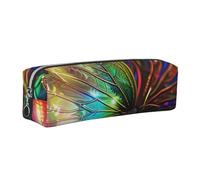 JKLQWC Colorful Rainbow Butterfly Printed Leather Pencil Case with Silver Zipper - Simple and Lightweight Organizer for School, Office, Travel, Makeup