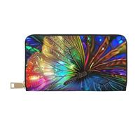 JKLQWC Colorful Rainbow Butterfly Printed Long Wallet for Women Men Funny PU Leather Wallet with Coin Purse and Card Holder