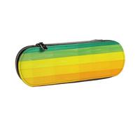 JKLQWC Colorful Rainbow Stripe Printed Pencil Case Cute Pen Pencil Box Bag PU Leather Zipper Pencil Pouch Organizer for Office School Travel