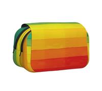 JKLQWC Colorful Rainbow Stripe Prints Pencil Case for Kids Men Women, Two Layers Large Capacity Pencil Pouch Makeup Bag Organizer for Office School Travel