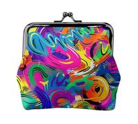 JKLQWC Colorful Spray Pattern Printed Coin Purse for Women Cute PU Leather Coin Wallet Mini Coin Purse Pouch with Kiss-Lock