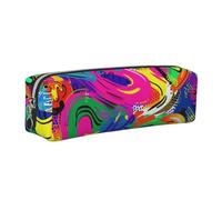 JKLQWC Colorful Spray Pattern Printed Leather Pencil Case with Silver Zipper - Simple and Lightweight Organizer for School, Office, Travel, Makeup