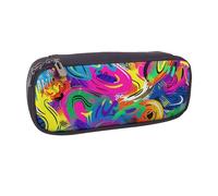 JKLQWC Colorful Spray Pattern Printed PU Leather Pencil Case Cute Pen Pencil Box Bag Zipper Office School Pencil Pouch Organizer for Students Teen Girls Boys Adult