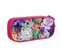 JKLQWC Colorful Succulent Printed Pencil Case Cute Pen Pencil Box Bag Zipper Storage Organizer Box Holder for Office School Teen Girl Boy Adult,Pink