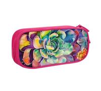JKLQWC Colorful Succulent Printed Pencil Case Cute Pen Pencil Box Bag Zipper Storage Organizer Box Holder for Office School Teen Girl Boy Adult,Pink
