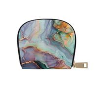 JKLQWC Colourful Marble Printed Credit Card Wallet for Women Men Cute Zipper Card Cases Holder Mini Coin Purse with 12 Card Slots