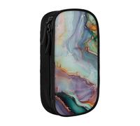 JKLQWC Colourful Marble Printed Pencil Case Cute Pen Pouch Large Pen Bag Portable Storage Organizer Box for Office School Teen Girl Boy Adult,Black