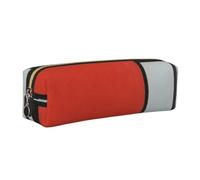 JKLQWC Composition in Red Yellow Blue and Black Printed Leather Pencil Case with Gold Zipper - Simple and Lightweight Organizer for School, Office, Travel, Makeup