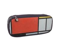 JKLQWC Composition in Red Yellow Blue and Black Printed PU Leather Pencil Case Cute Pen Pencil Box Bag Zipper Office School Pencil Pouch Organizer for Students Teen Girls Boys Adult Gifts