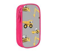 JKLQWC Construction Trucks Printed Pencil Case Cute Pen Pouch Large Pen Bag Portable Storage Organizer Box for Office School Teen Girl Boy Adult,Pink