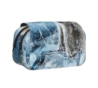 JKLQWC Cool Animal White Polar Bear Prints Pencil Case for Kids Men Women, Two Layers Large Capacity Pencil Pouch Makeup Bag Organizer for Office School Travel