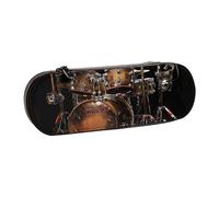 JKLQWC Cool Drum Set Printed Pencil Case Cute Pen Pencil Box Bag PU Leather Zipper Pencil Pouch Organizer for Office School Travel