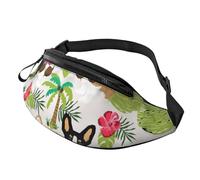 JKLQWC Corgi Hawaiian Tropical Summer Pineapple Printed Waist Bag with Headphone Jack, Personalized Bumbags Fanny Packs Unisex Running Hiking Crossbody Bags for Men Women