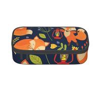 JKLQWC Cute Animal Fox Flower Printed Pencil Case Cute Pen Pencil Box Bag Large Capacity Compartment Zipper Pencil Pouch Organizer for Office School Travel