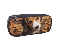 JKLQWC Cute Beagle Printed PU Leather Pencil Case Cute Pen Pencil Box Bag Zipper Office School Pencil Pouch Organizer for Students Teen Girls Boys Adult Gifts