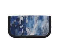 JKLQWC Cute Canvas Pencil Case Organizer - Abstract Blue Prints Stationery & Makeup Pouch, Large Capacity Cosmetic Bag for Travel, School, Office, Gifts