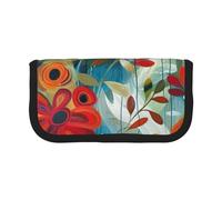 JKLQWC Cute Canvas Pencil Case Organizer - Abstract Floral Prints Stationery & Makeup Pouch, Large Capacity Cosmetic Bag for Travel, School, Office, Gifts