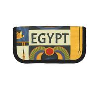 JKLQWC Cute Canvas Pencil Case Organizer, Ancient Egypt Tribe Series Prints Stationery & Makeup Pouch, Large Capacity Cosmetic Bag for Travel, School, Office, Gifts