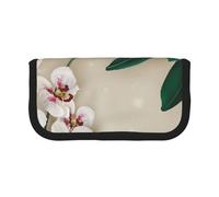 JKLQWC Cute Canvas Pencil Case Organizer, Bell Orchid Prints Stationery & Makeup Pouch, Large Capacity Cosmetic Bag for Travel, School, Office, Gifts