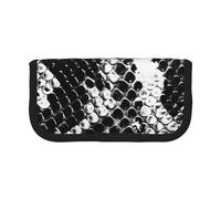 JKLQWC Cute Canvas Pencil Case Organizer - Black and White Snake Skin Prints Stationery & Makeup Pouch, Large Capacity Cosmetic Bag for Travel, School, Office, Gifts