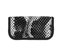 JKLQWC Cute Canvas Pencil Case Organizer - Black White Snake Skin Prints Stationery & Makeup Pouch, Large Capacity Cosmetic Bag for Travel, School, Office, Gifts