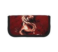 JKLQWC Cute Canvas Pencil Case Organizer, Blood Red Dragon Prints Stationery & Makeup Pouch, Large Capacity Cosmetic Bag for Travel, School, Office, Gifts