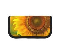 JKLQWC Cute Canvas Pencil Case Organizer - Bright Sunflower Prints Stationery & Makeup Pouch, Large Capacity Cosmetic Bag for Travel, School, Office, Gifts