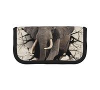 JKLQWC Cute Canvas Pencil Case Organizer, Broken wall Elephant Prints Stationery & Makeup Pouch, Large Capacity Cosmetic Bag for Travel, School, Office, Gifts