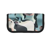 JKLQWC Cute Canvas Pencil Case Organizer - Cartoon Cow Prints Stationery & Makeup Pouch, Large Capacity Cosmetic Bag for Travel, School, Office, Gifts