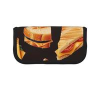JKLQWC Cute Canvas Pencil Case Organizer - Cheese Sandwiches Prints Stationery & Makeup Pouch, Large Capacity Cosmetic Bag for Travel, School, Office, Gifts