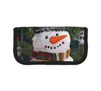 JKLQWC Cute Canvas Pencil Case Organizer - Christmas Carton Snowman Prints Stationery & Makeup Pouch, Large Capacity Cosmetic Bag for Travel, School, Office, Gifts