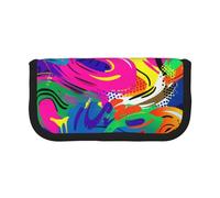 JKLQWC Cute Canvas Pencil Case Organizer - Colorful Spray Pattern Prints Stationery & Makeup Pouch, Large Capacity Cosmetic Bag for Travel, School, Office, Gifts