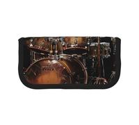 JKLQWC Cute Canvas Pencil Case Organizer - Cool Drum Set Prints Stationery & Makeup Pouch, Large Capacity Cosmetic Bag for Travel, School, Office, Gifts