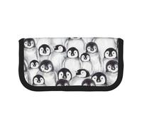 JKLQWC Cute Canvas Pencil Case Organizer, Cute Baby Penguins Sketch Prints Stationery & Makeup Pouch, Large Capacity Cosmetic Bag for Travel, School, Office, Gifts