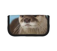 JKLQWC Cute Canvas Pencil Case Organizer, Cute Otter Prints Stationery & Makeup Pouch, Large Capacity Cosmetic Bag for Travel, School, Office, Gifts