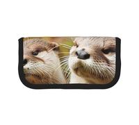 JKLQWC Cute Canvas Pencil Case Organizer - Cute Otter Prints Stationery & Makeup Pouch, Large Capacity Cosmetic Bag for Travel, School, Office, Gifts