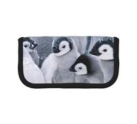 JKLQWC Cute Canvas Pencil Case Organizer, Cute Penguin Prints Stationery & Makeup Pouch, Large Capacity Cosmetic Bag for Travel, School, Office, Gifts